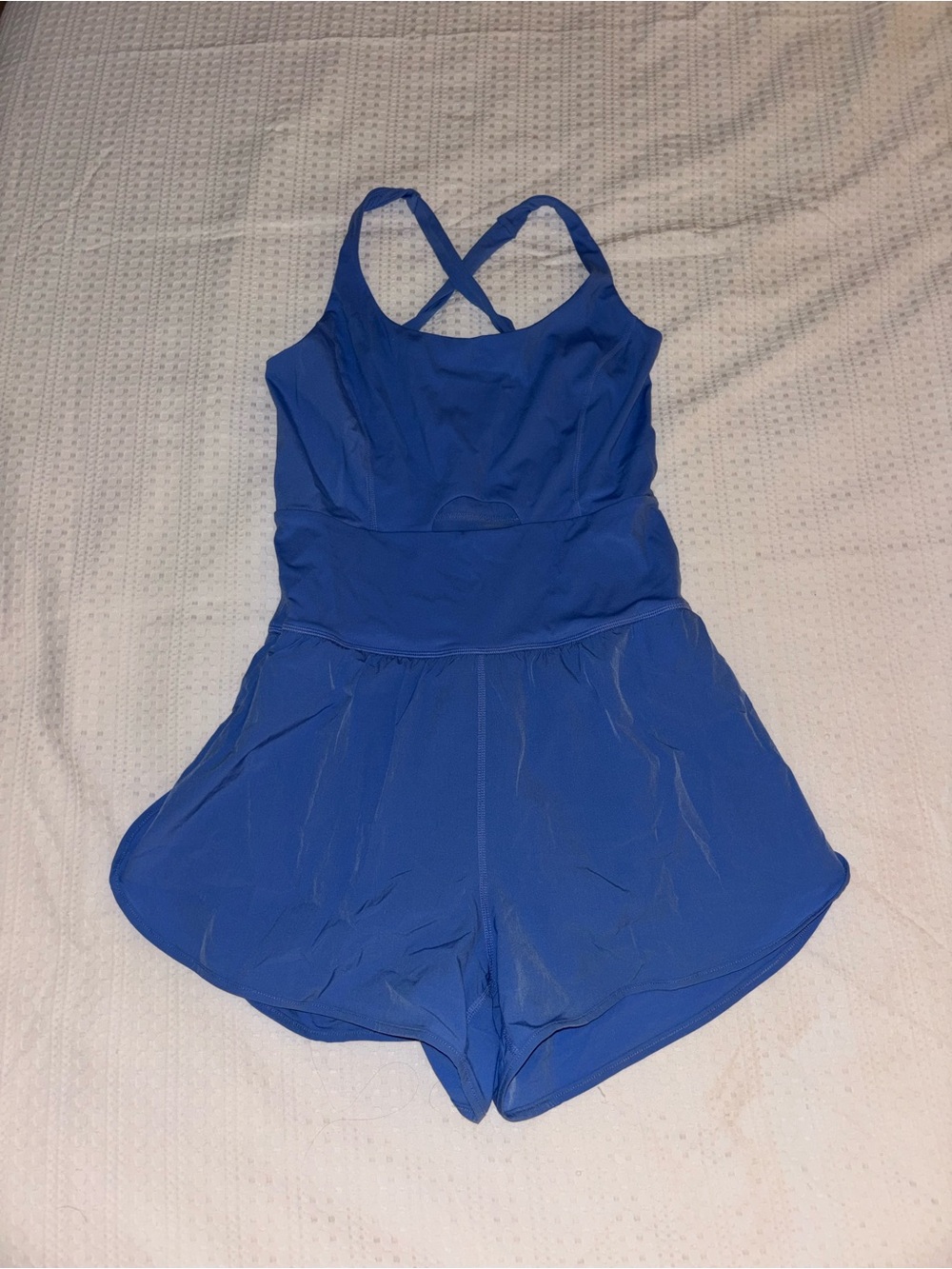 Blue Cross-Back One Piece Romper